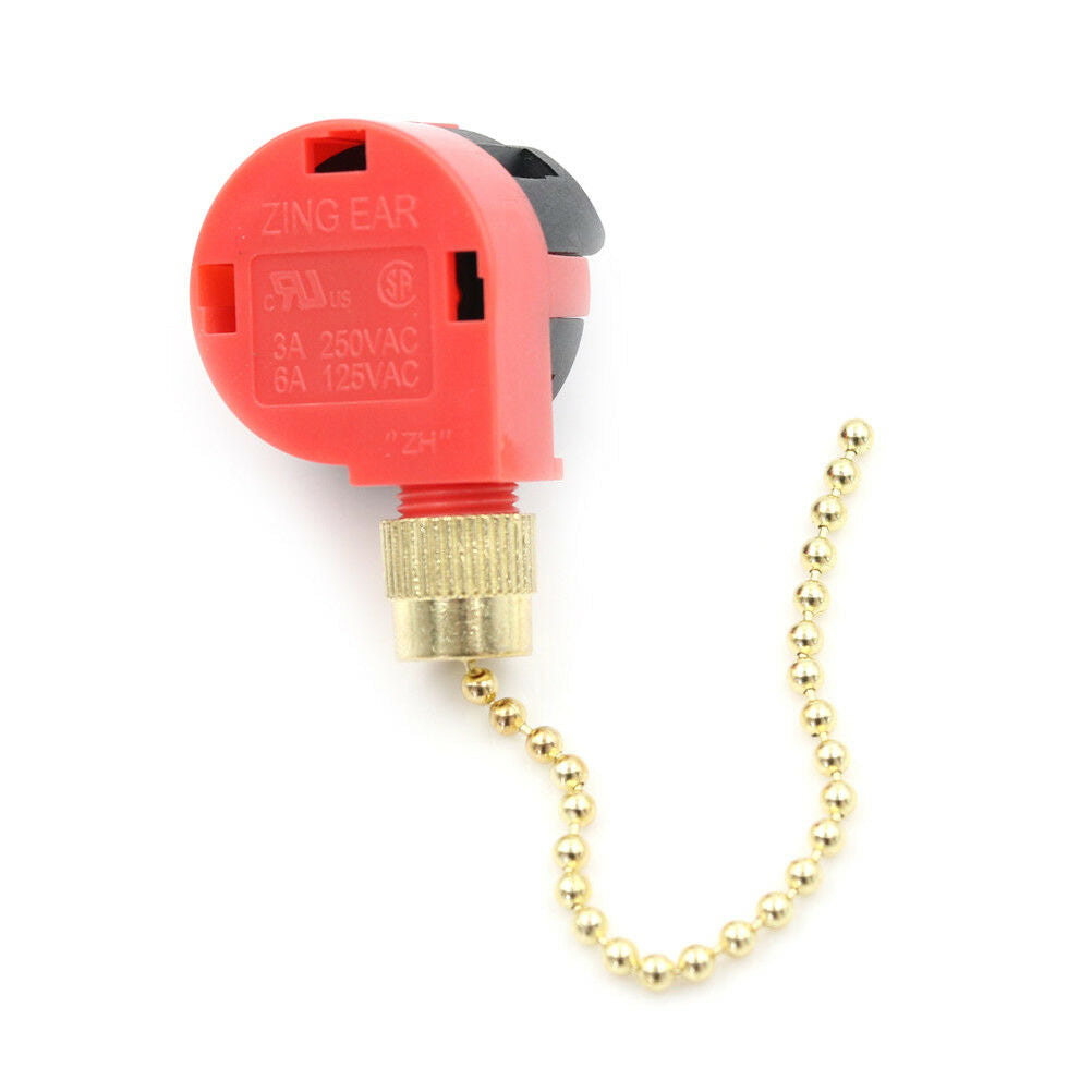 Zing Ear ZE-268S1 Switch 4 Wire 3 Speed Ceiling Fan Light Switch Pull Cha.l8