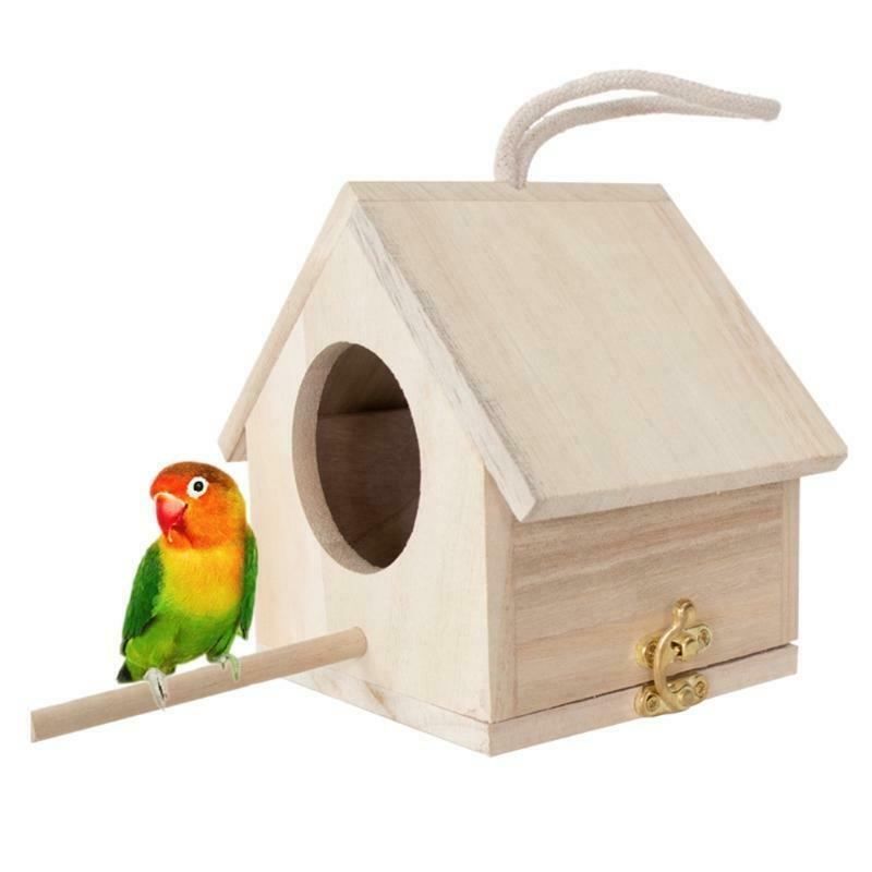 Wooden Bird House Hanging Nest Outside for Hummingbirds Finch Garden Patio Decor