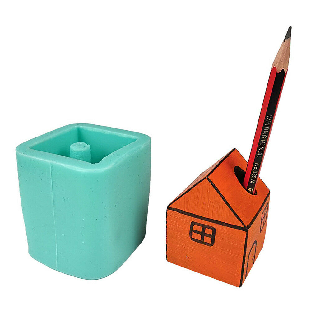 DIY Pen Insert Silicone Mold House Shape Pen Holder Epoxy Crafts Desktop Decor