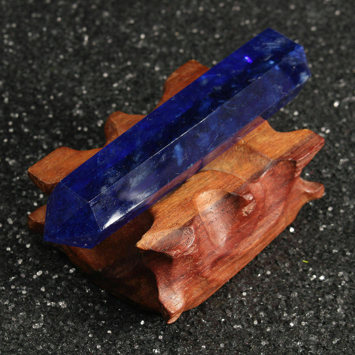 Natural Rock Lapis Lazuli Quartz Crystal Stone Point Healing Wand Dark Blue