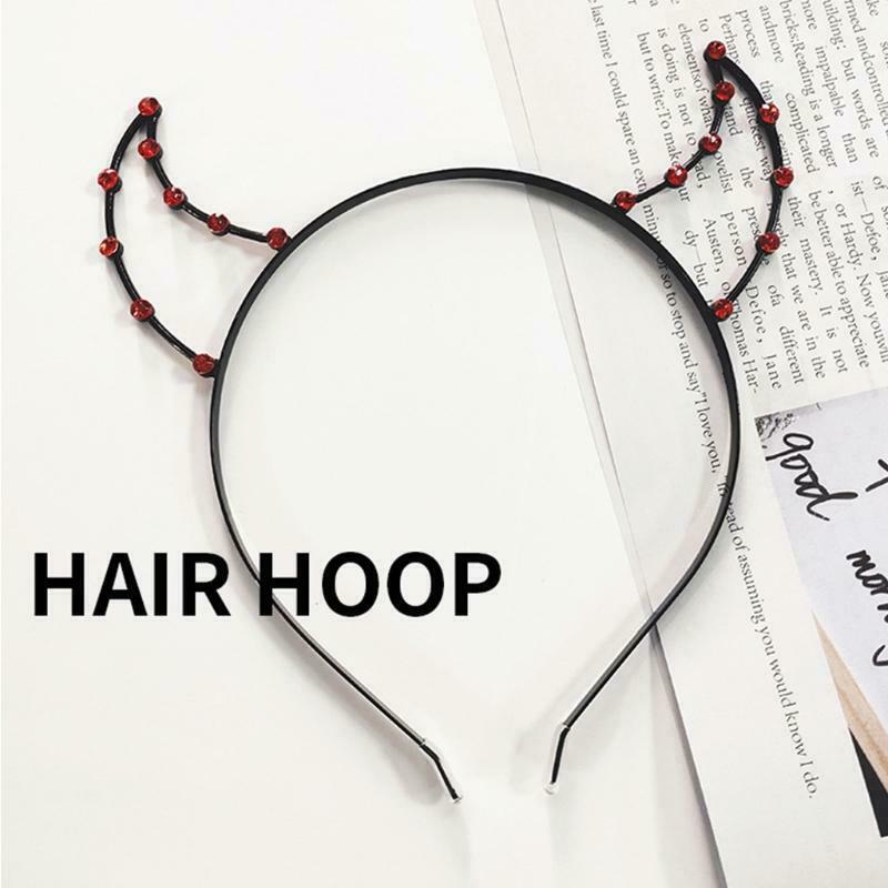 Rhinestone Hair Hoop Devil Horn Headband Photo Prop Halloween Party Headwear