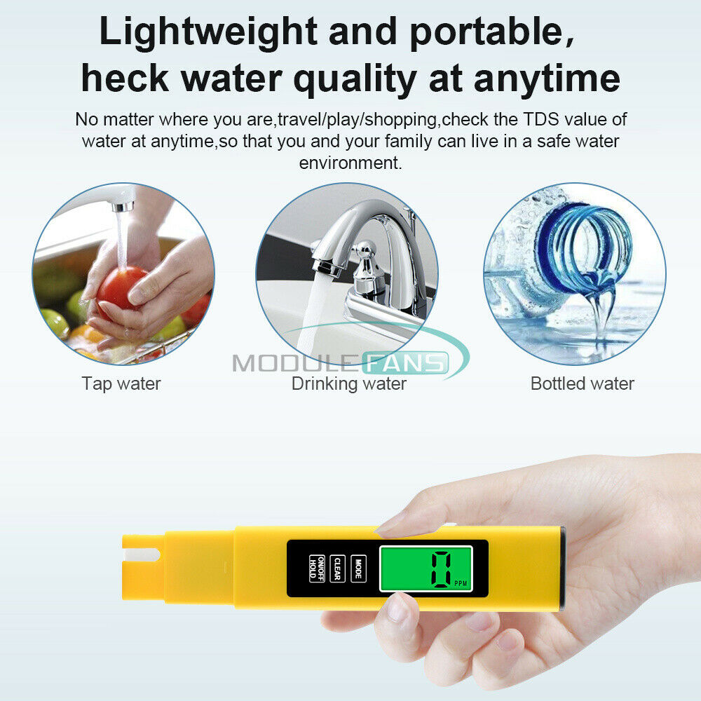 3V TDS Water Quality Detector Backlight 3 in 1 TDS/EC Temperature Tester Meter