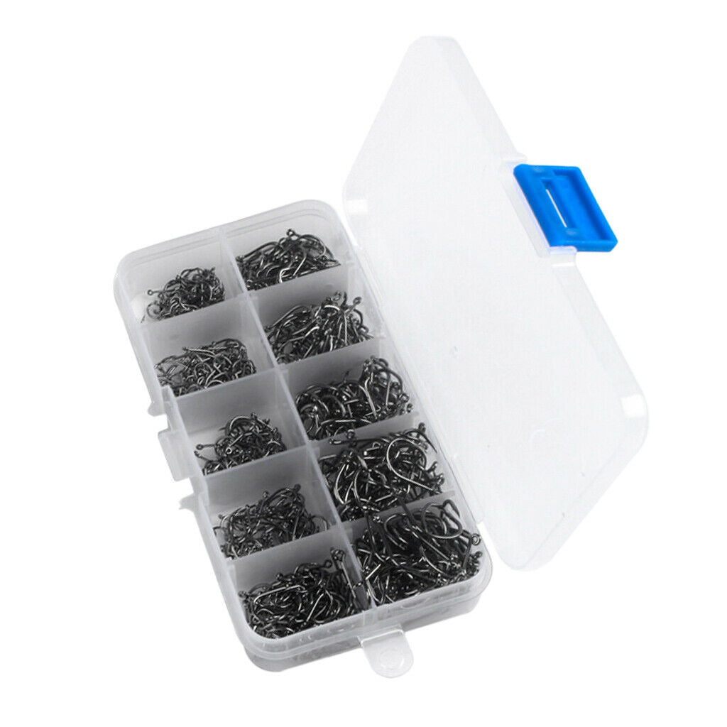 300pcs High-carbon Steel Barbed Fishing Hook Kit 3-12# Jig Big Hook Tackle