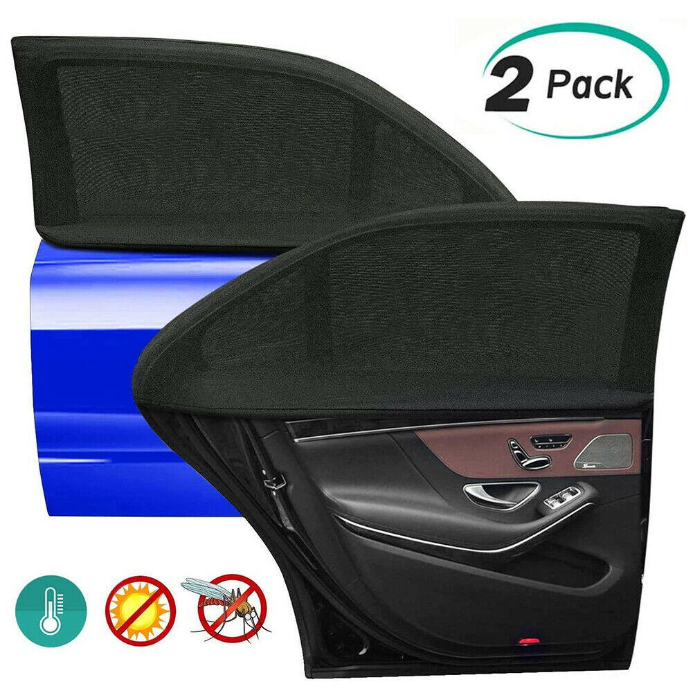2pcs UV Protection Car Front Rear Side Window Sun Shade Anti-mosquito Net Cover