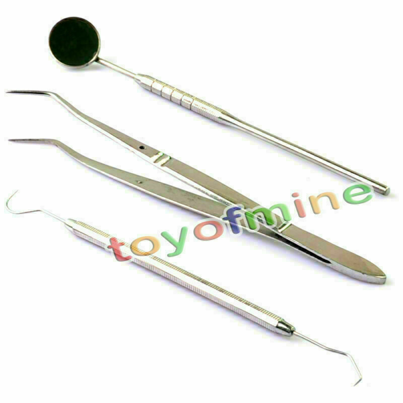 Stainless Steel Dental Mirror Probe Plier Tweezers Teeth Tooth Clean Hygiene Kit