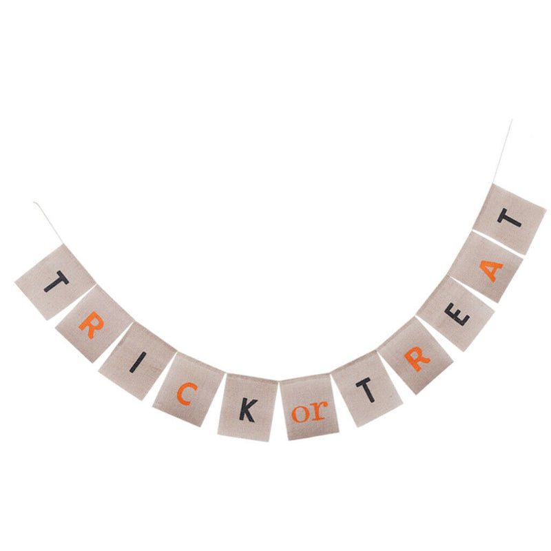 Trick or Treat Halloween Burlap Bunting Banner Garland Decoration Photo Prop
