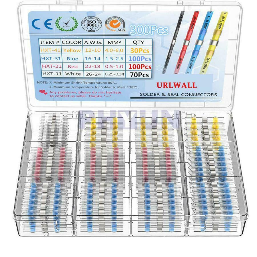 300pcs Dual Wal Solder Seal Heat Shrink Wire Pipe 4 Color Size Waterproof