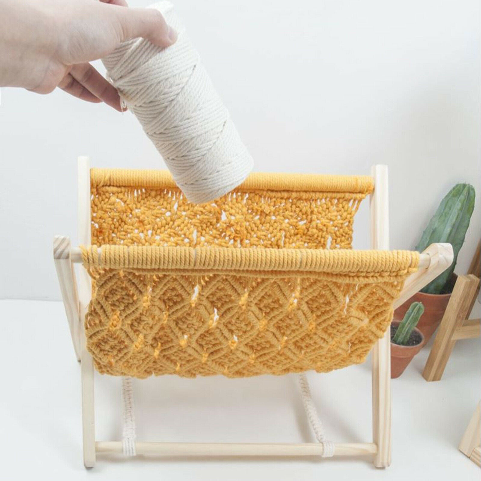 Macrame Magazine Rack DIY Assemble Storage Holder Home Organizer Desk Decors