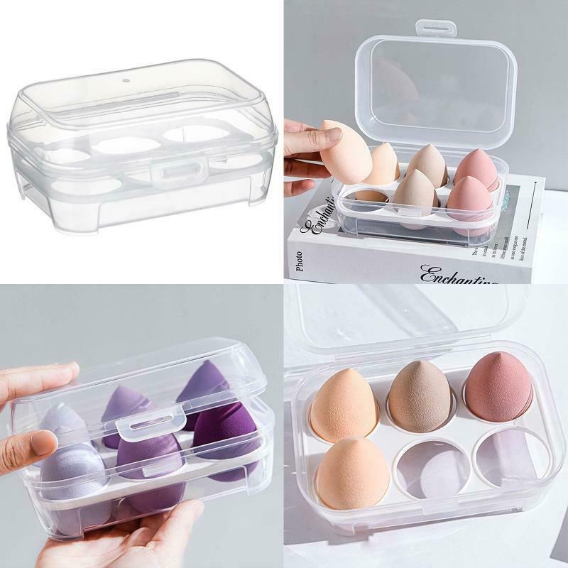 Transparent 6 Grids Travel Beauty Powder Puff Storage Box Makeup Egg Drying Case