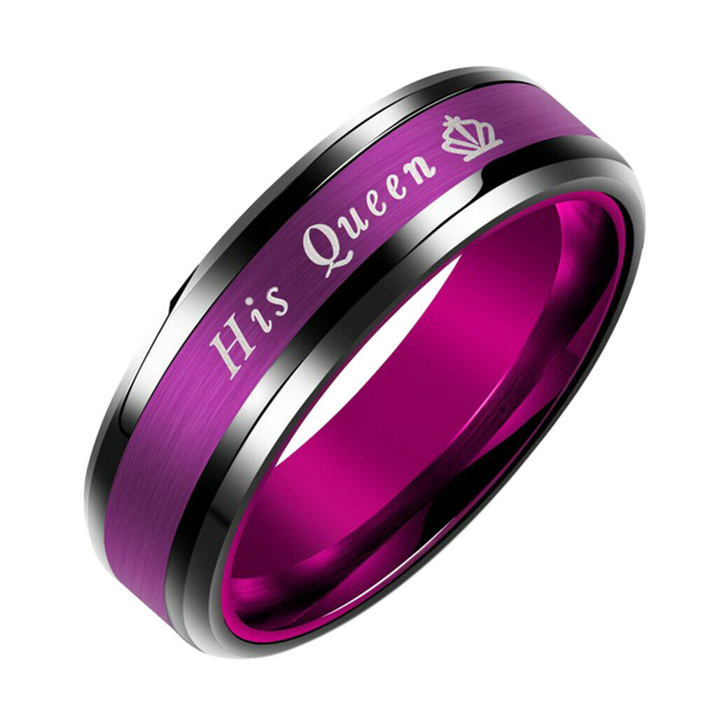 Titanium Steel Couple Ring Lover Ring Wedding Engagement Gift Purple 7 Size