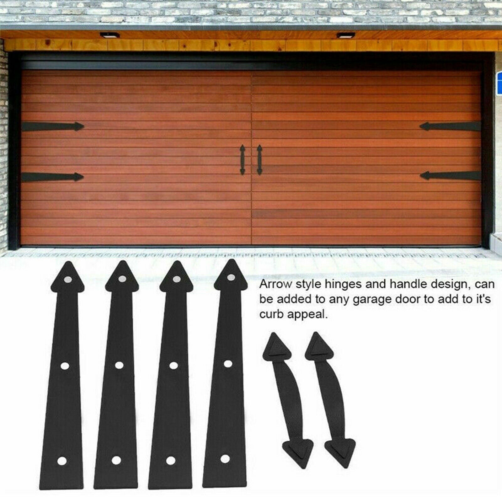 6Pcs Magnetic Garage Door Carriage Hinges + Handle Kit Home Garden Tool