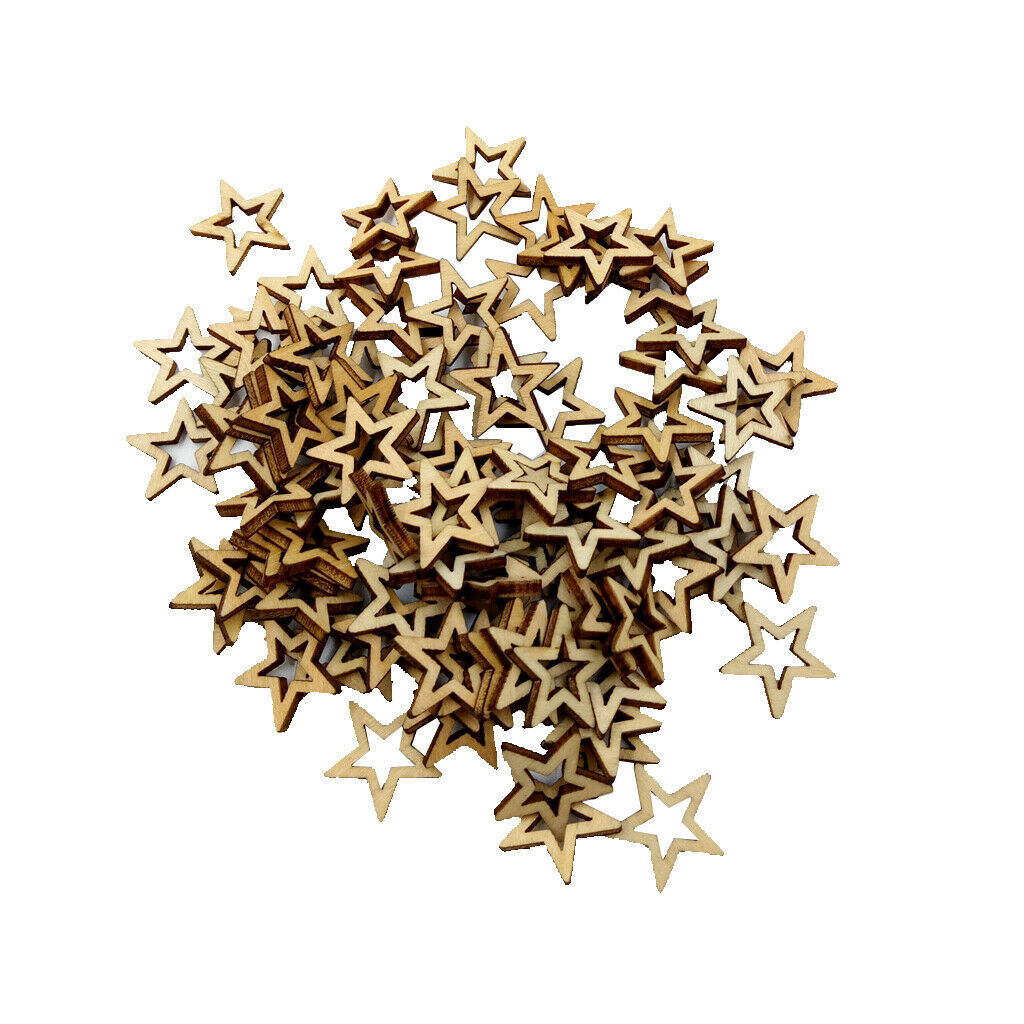 100 pieces of 20mm hollow star shape unfinished wooden ornaments