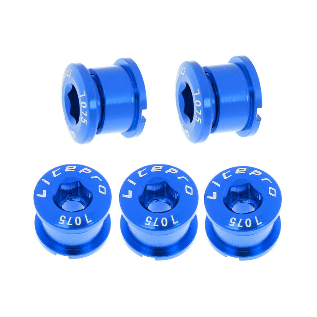 5Pcs Metal Bike Chain Wheel Ring Bolts Bicycle Disc Screws Crankset Blue