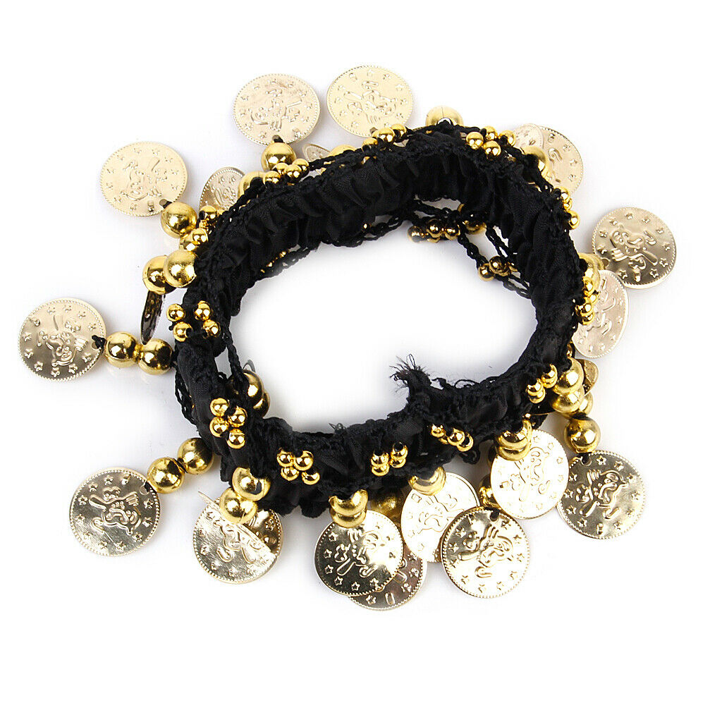 Belly Dance Arm Ankle Cuff Bracelet on Wrist W / 24 Golden Coins -