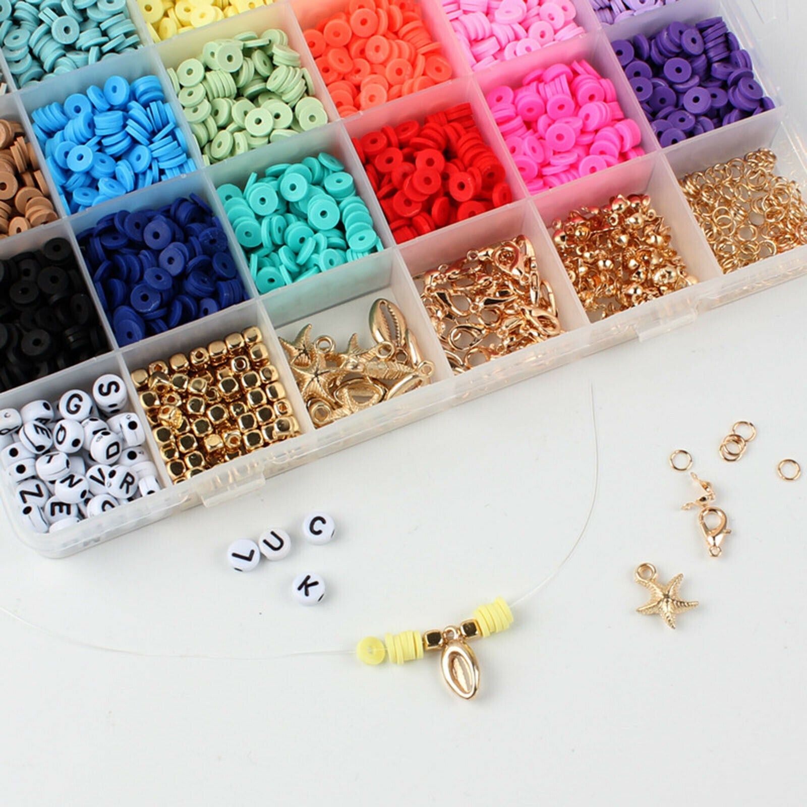 1Box 6mm Round Polymer Clay Beads DIY Bracelets Jewelry Making Finding