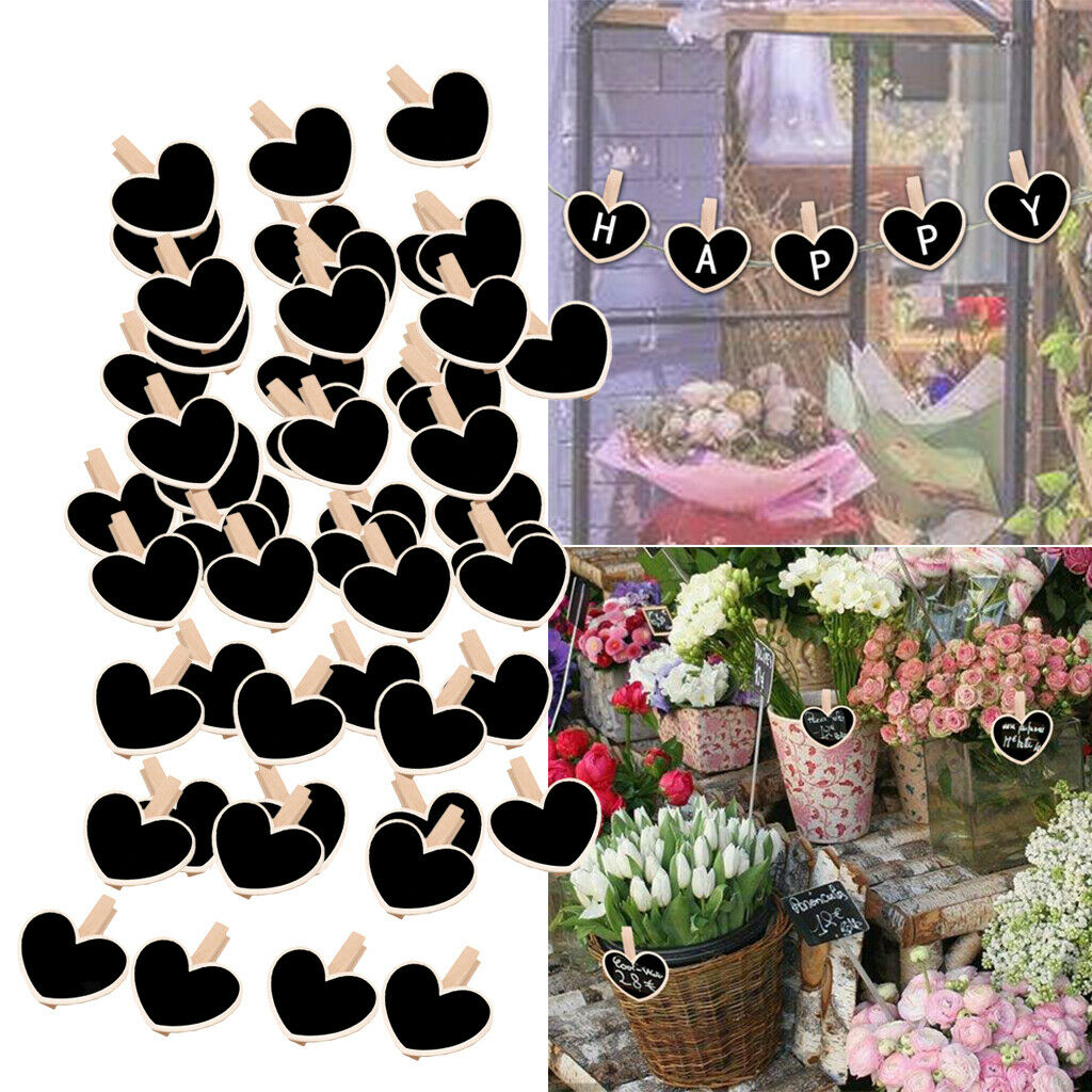 Chalkboard Clip Erasable Chalkboard Label Love Heart Style Blackboard with Clips