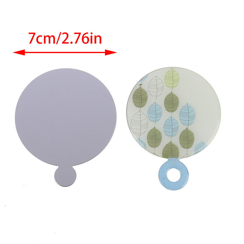 Stainless Steel Round PU Leather Cover Shatter Proof Card Pocket Cosmetic Mir DD