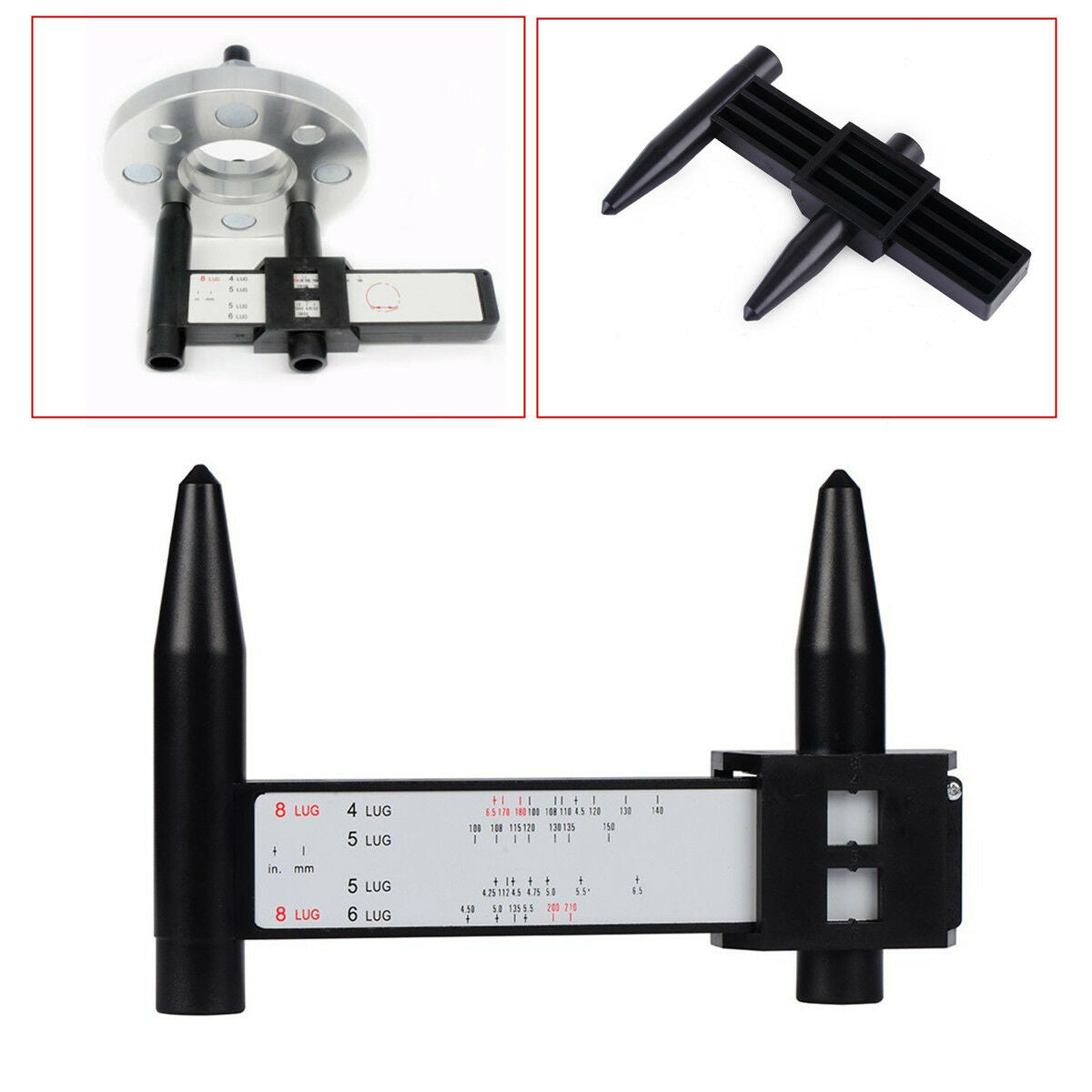 Pro Car Tire Bolts Wheel Rims Ruler Pattern Gauge 4 5 6 8 Lug PCD Measuring Tool