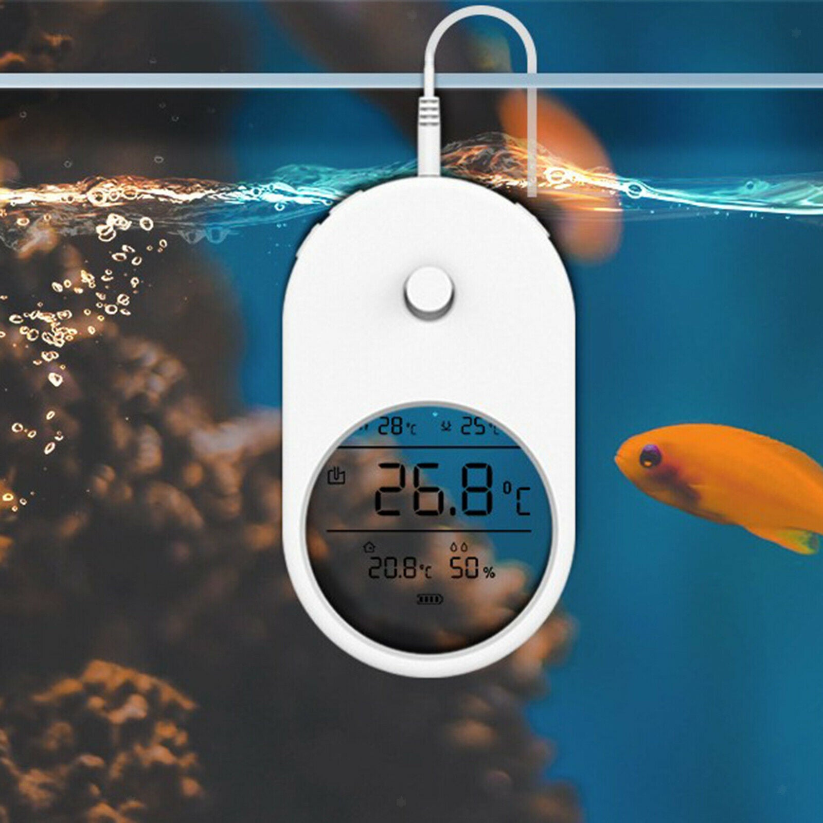 3in1 LCD Aquarium Thermometer Fish Tank Water Temperature Measuring Fish