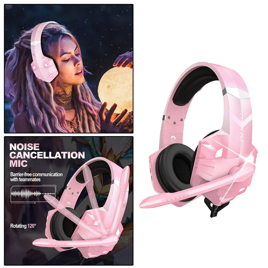 Gaming Headset with Noise Isolation Mic Volume Control for Xbox One Pink