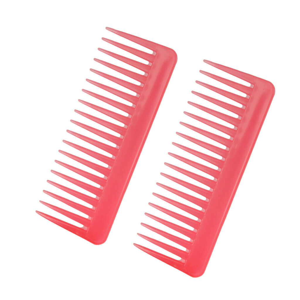2pcs Wide Tooth Detangler Salon Shampoo Brush Comb for Curly Thick Hair Pink