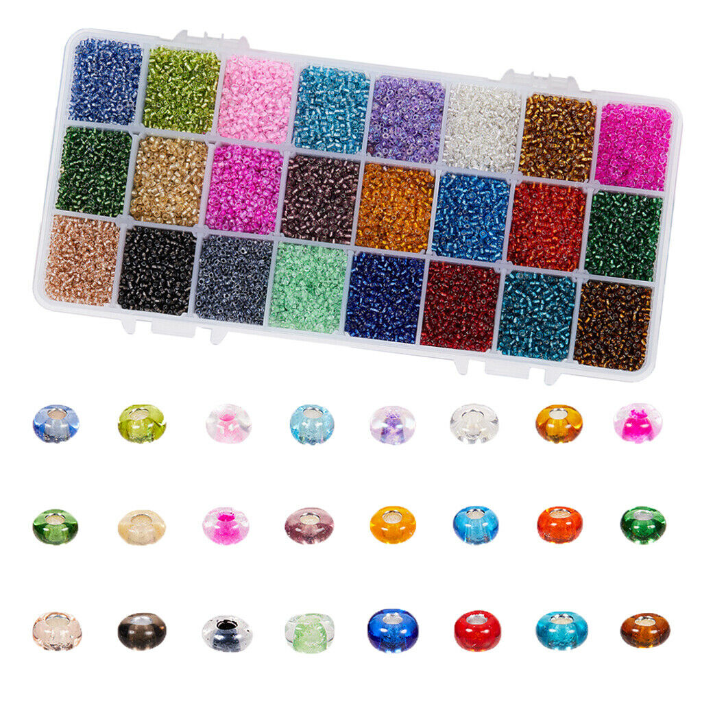 38400Pcs 2mm Glass   Spacer Beads Spacers Jewelry Making 24 Colors Assorted