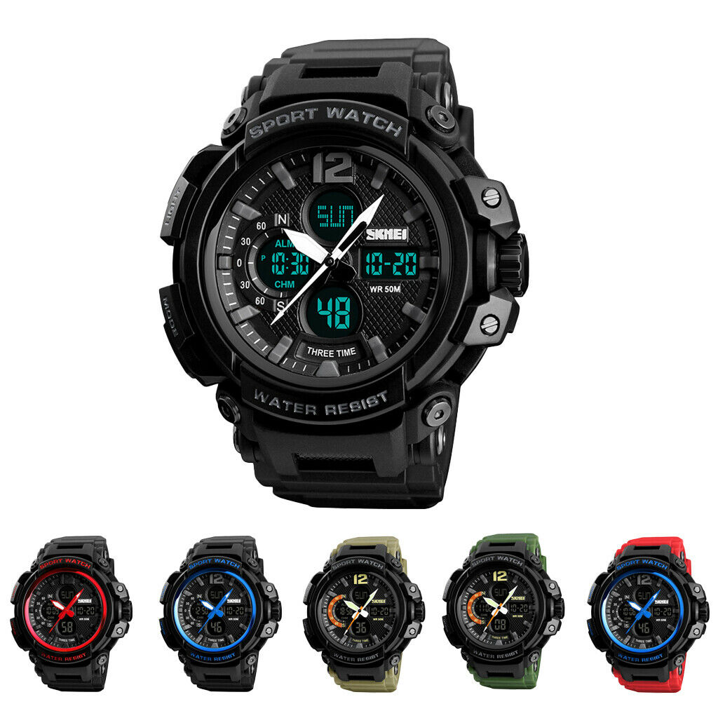 Multifunction LED Waterproof Sports Teens Quartz Digital Watch Black