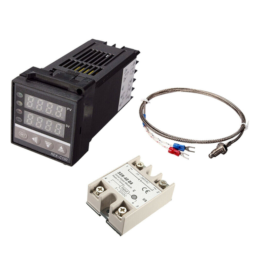 110-240V REX-C100 Temperature Controller + max.40A SSR + K Thermocouple Set