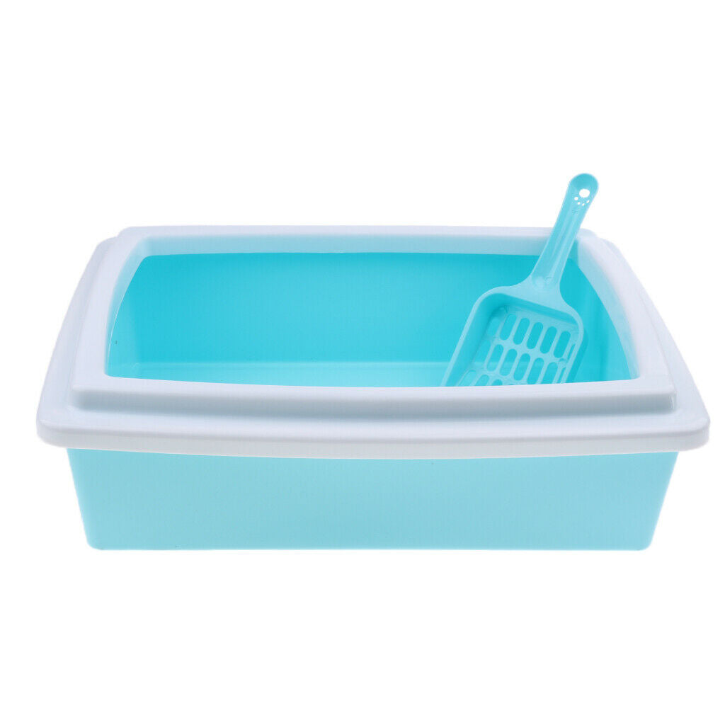 Rectangle Pet Cat Litter Box Kitty Toilet Seat Cat Toilet Cat Supplies Blue