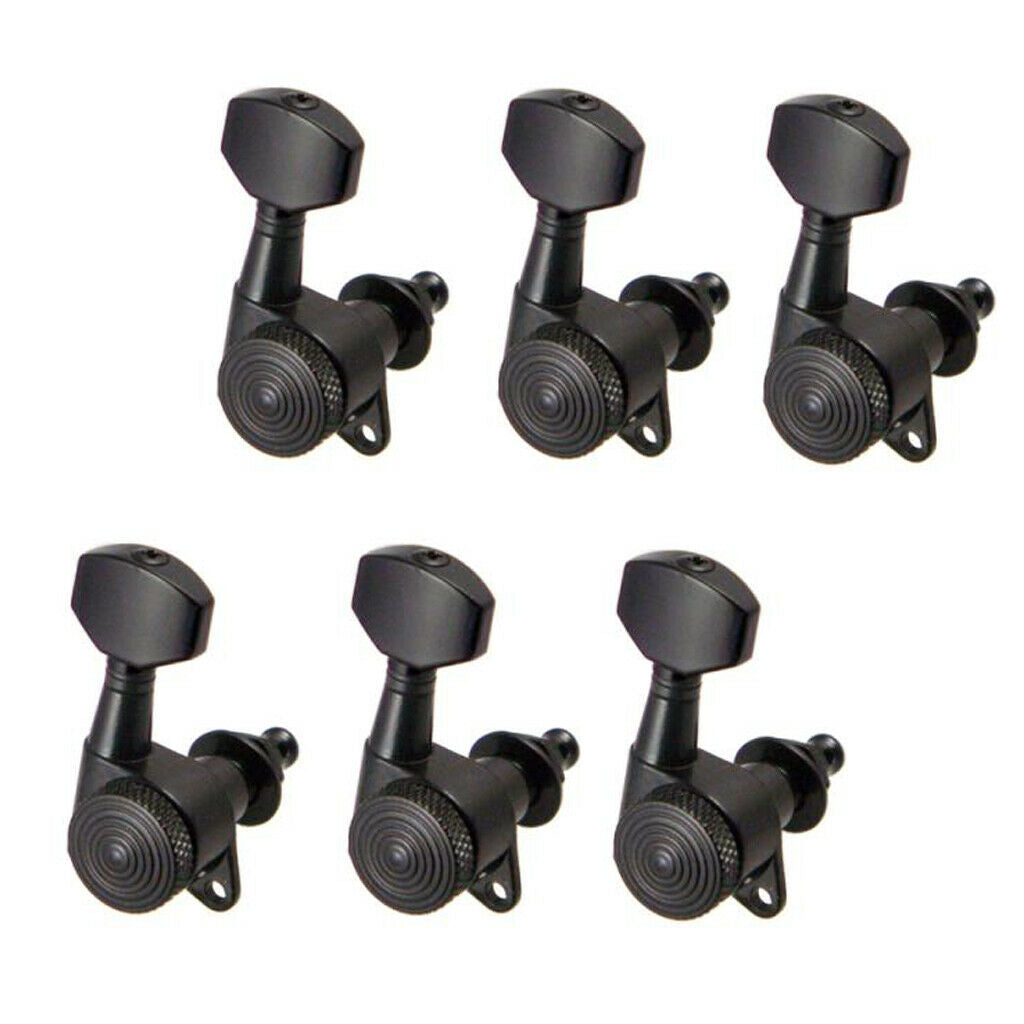 Black Guitar Machine Heads Tuning Peg Tuner for Acoustic Electric Guitars 6R