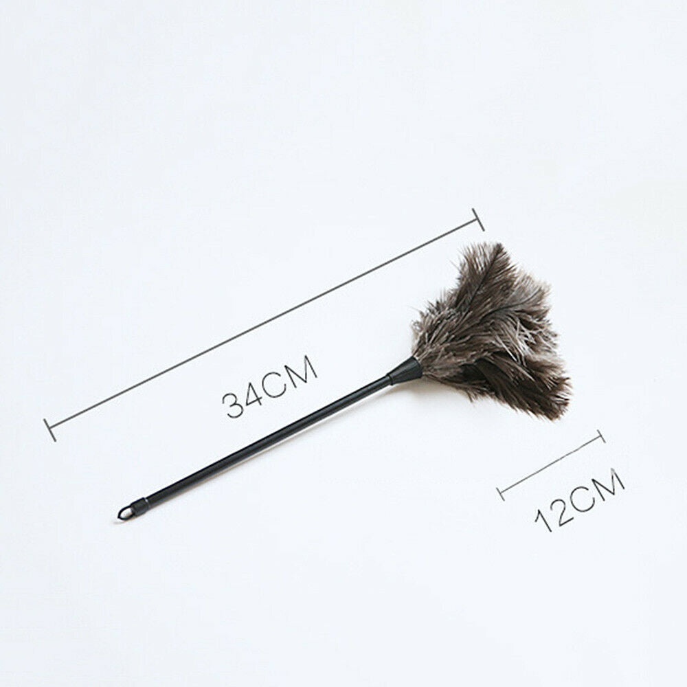 34cm Ostrich Feather Duster Anti-static Brush Cleaning Tool Wooden Handle Home