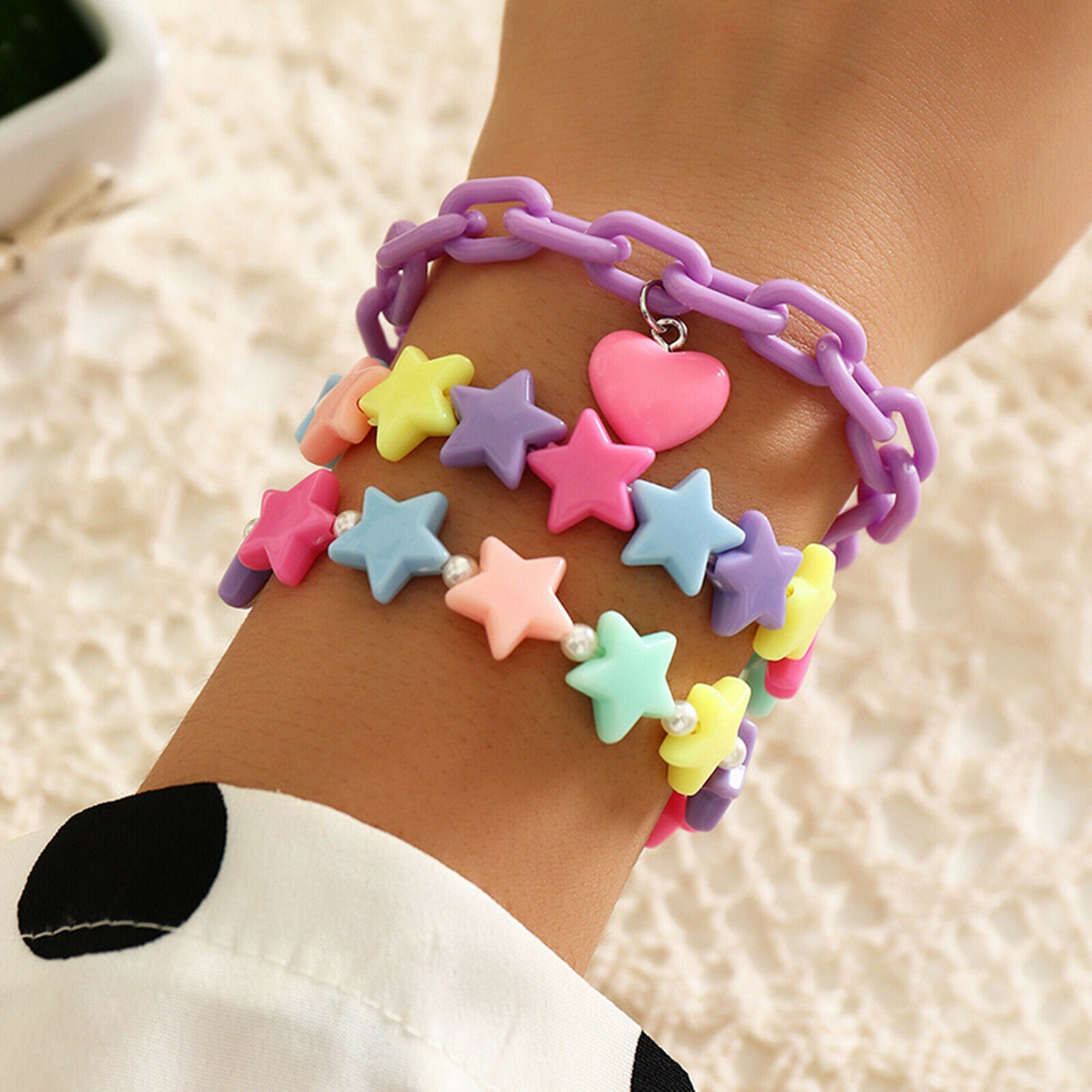 1Set Fashionable Girls' Bracelets Sets Stars Pendant Bangle Birthday Gifts