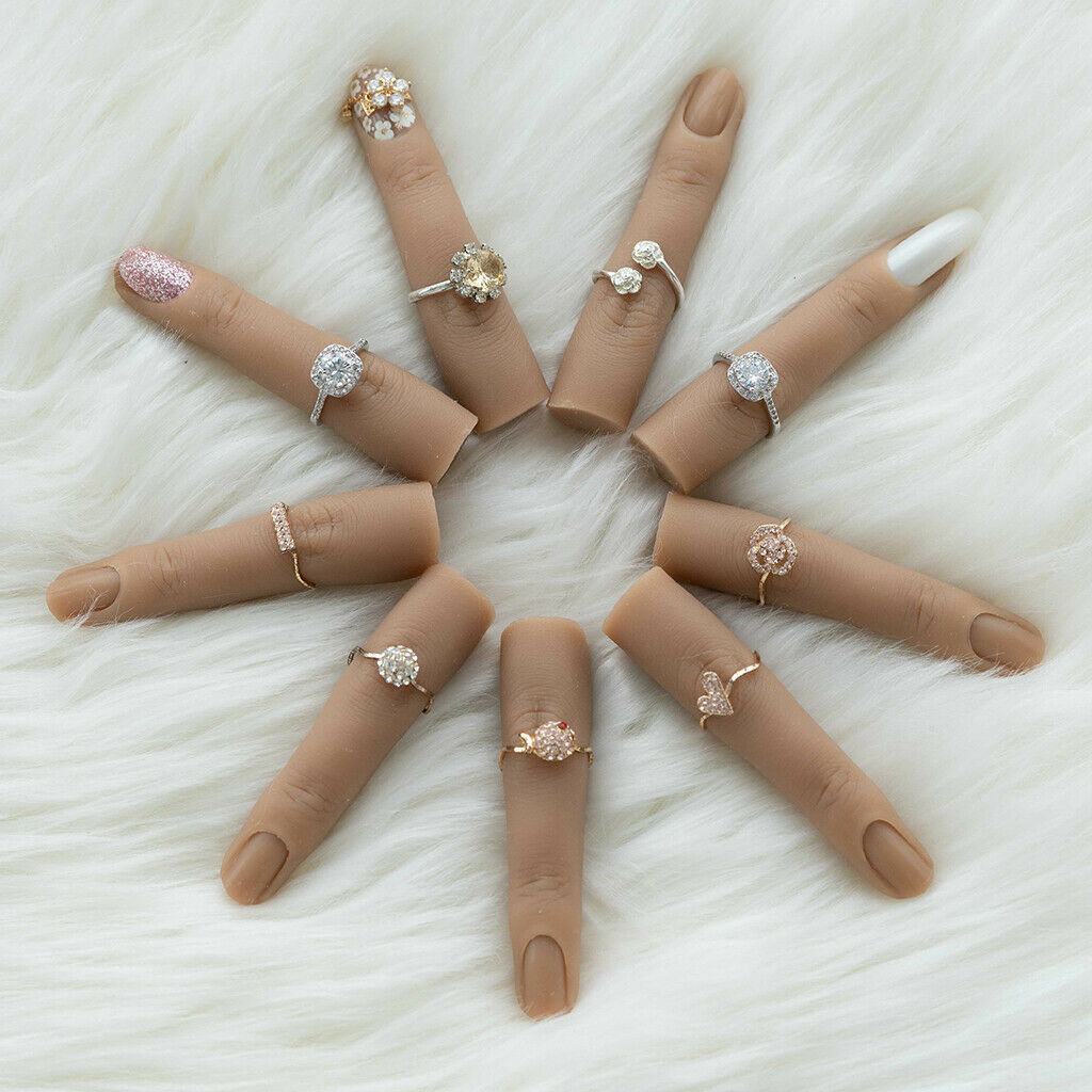 False Nail Art Silicone Practice Training Finger Manicure Display Wheat .