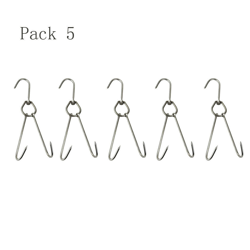 Pack 5 Meat Hooks Stainless Steel Hanging Butcher Rustic Farmhouse Hunting