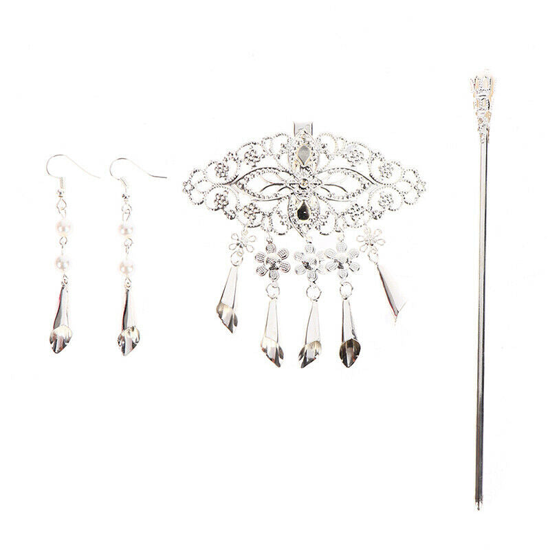 Handmade Chinese 1 Piece Hair Stick 1 Pair Earrings 1 Clip Bun Hair AccessorFCA