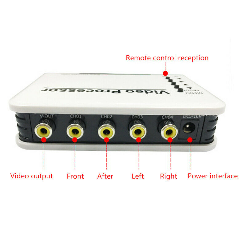 12V-24V Car Panoramic Driving 4-Way View Monitor Split-Screen Remote Control Box