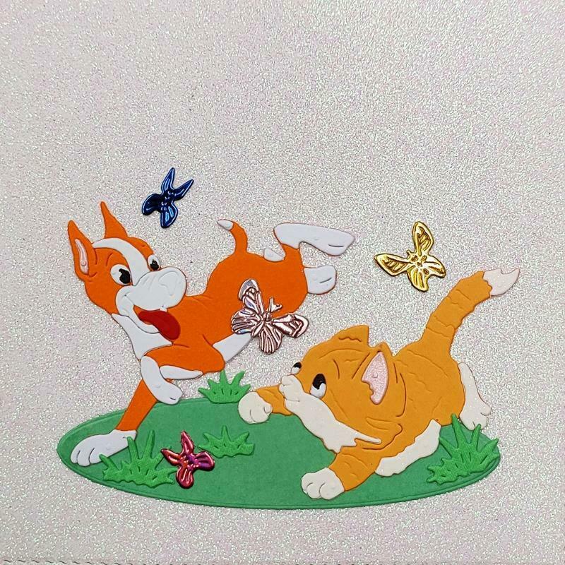 Cat Dog Butterfly Metal Cutting Dies Stencil Scrapbooking DIY Album Stamp Paper