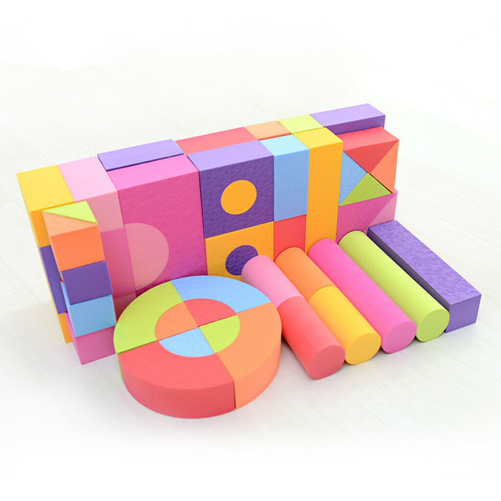 100 Pieces EVA Foam Colorful Building Blocks DIY Educational Toys for Baby