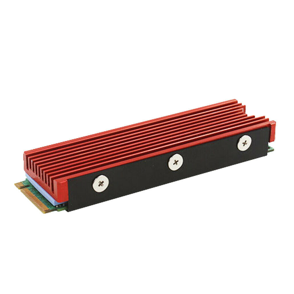 Double-Sided Aluminum Heatsink for PCIe NVMe M.2 SSD with Thermal Pad-Red