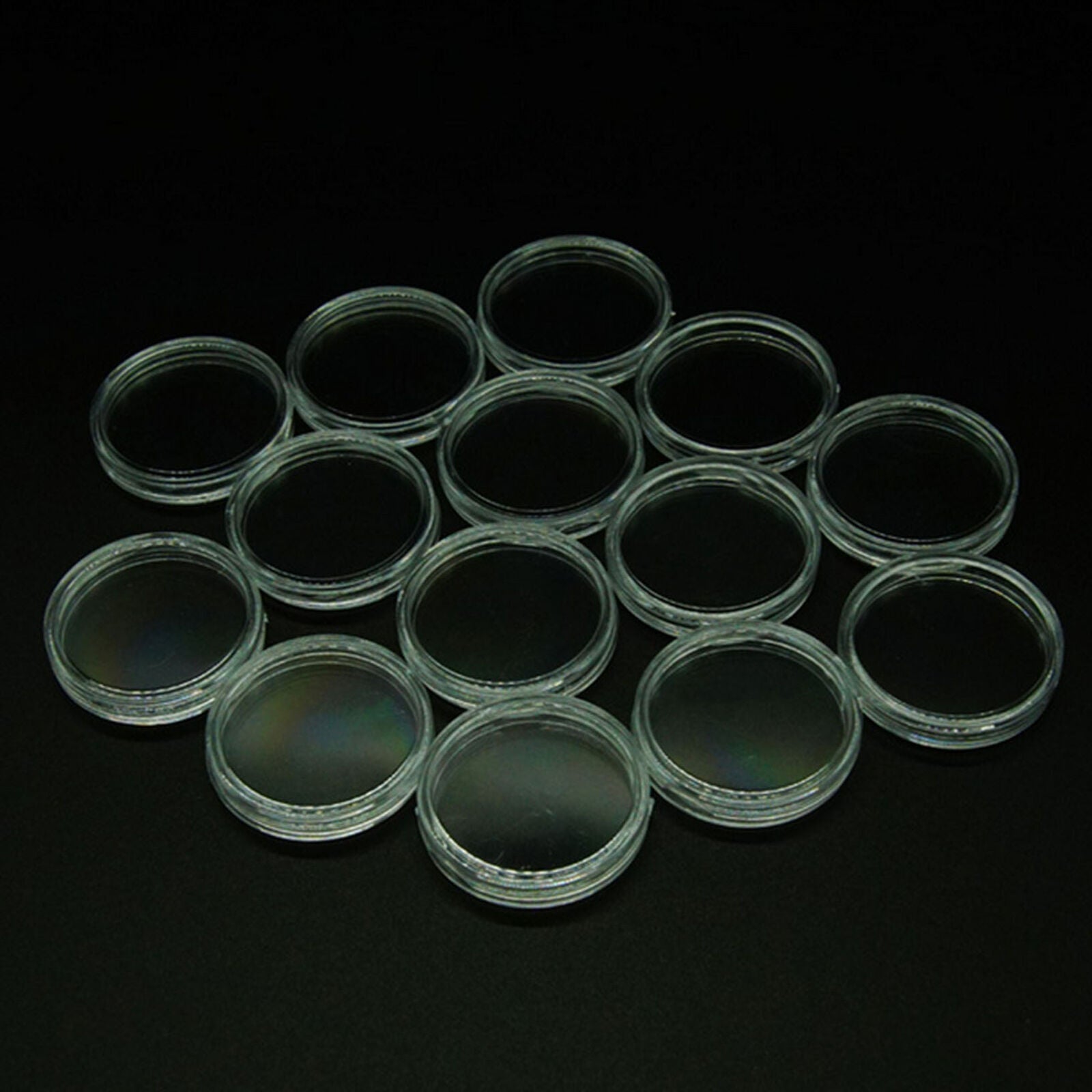 100 Pcs Coin Storage Box Clear Plastic Round Cases Capsules Holder Applied