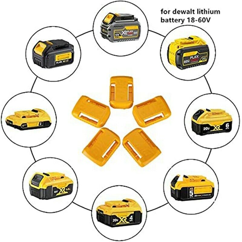 5 Packs Battery Holder Dock Mounts for DeWalt 20V 60V Battery, Wall Panel ShelB5
