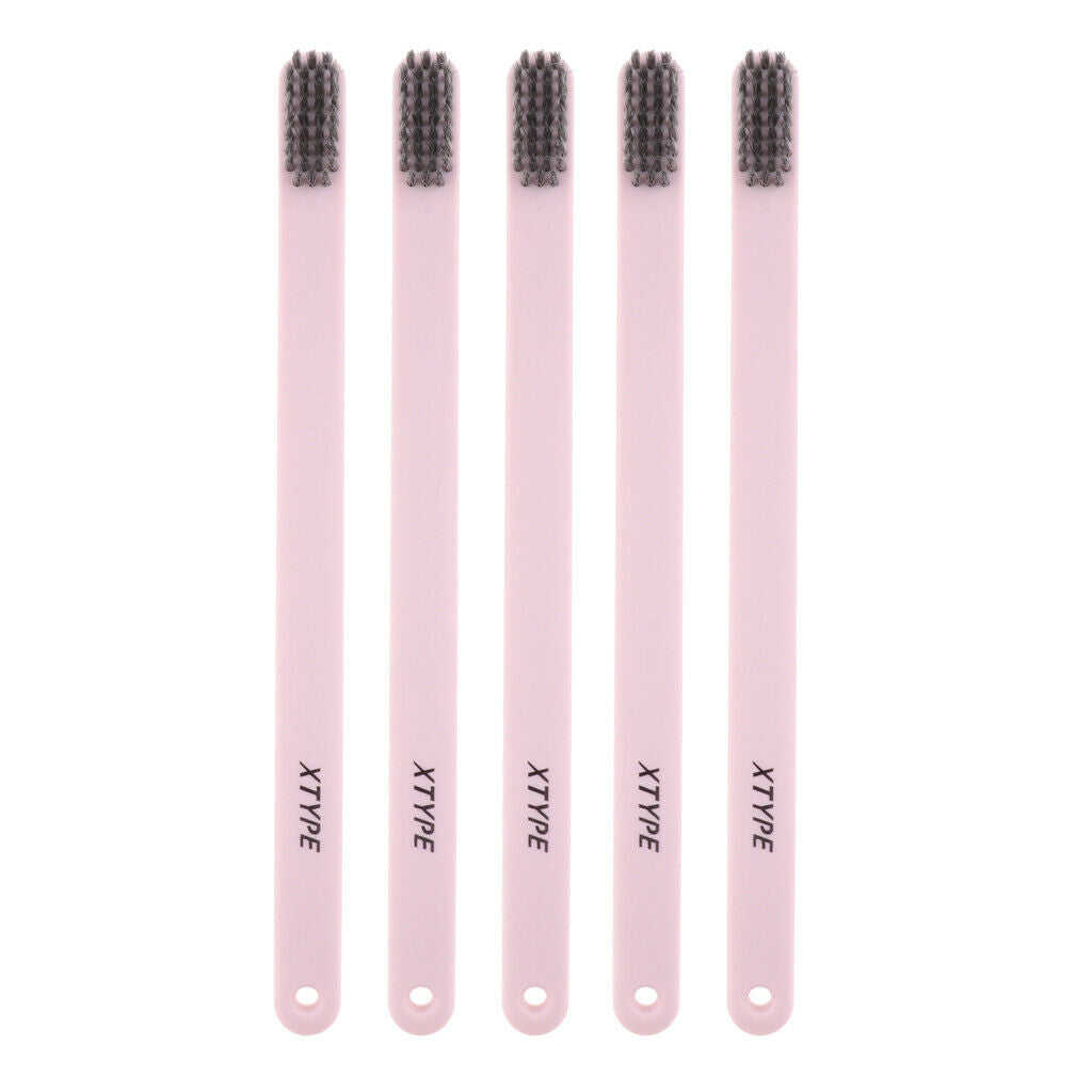 5pcs Adults Soft-bristle Toothbrush Couples Travel Tooth Brushes Pink