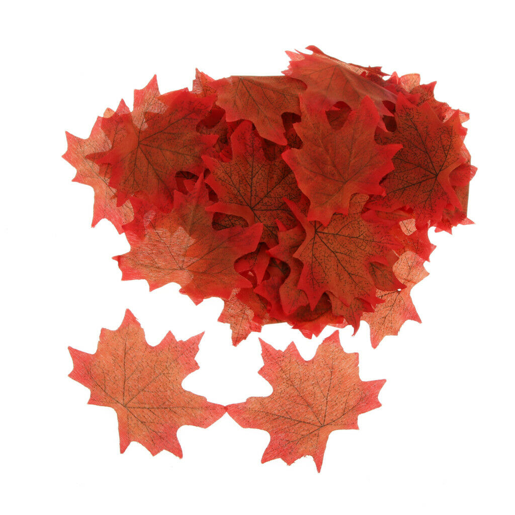 100 x Artificial Fall Silk Leaves Wedding Favor Autumn Maple Leaf Decor
