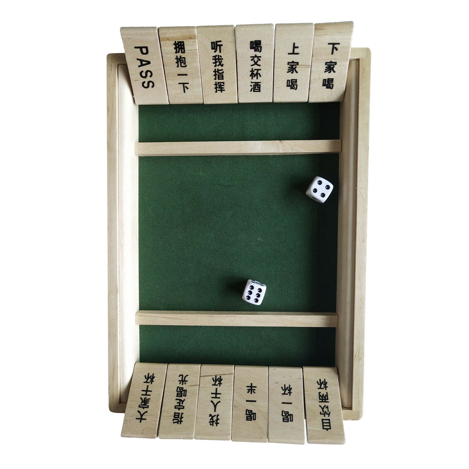 1-2 Players Shut The Box Dice Game,Classic Wooden Board Game with 2 Dice and