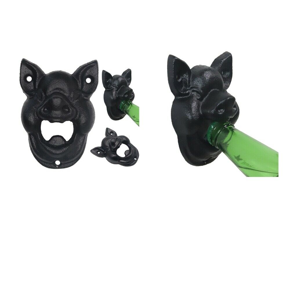 2Pc Home Cool Iron Retro Animal Pig Wall Beer Soda Soft Drink Bottle Opener