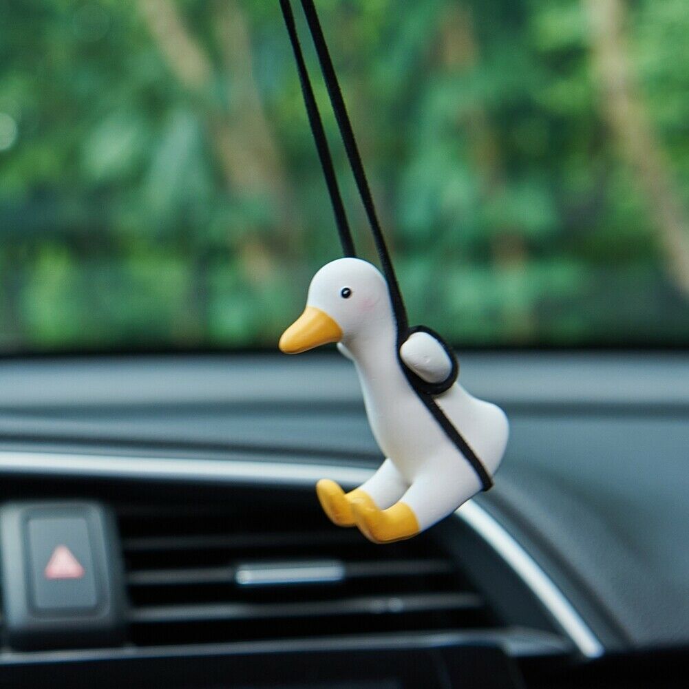 1x Cute Swing Duck Car Hanging Ornament Interior Rearview Mirrors Charms Pendant