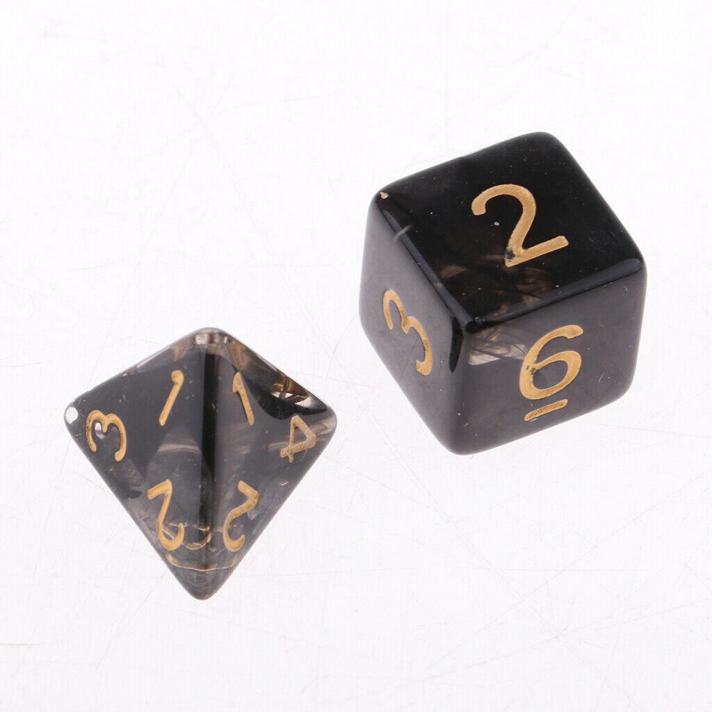 7 Pieces Plastic Clear Transparent Multi-side with Number Dice Set style1