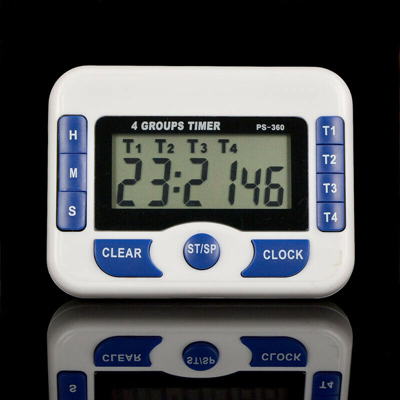 Digital 4 Group Channel 99hr59min w/4 Independant Count Down Clock Timer