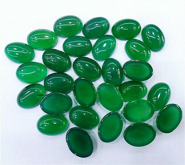 100Pcs 14x10x5mm Wholesale Green Chalcedony Agate Oval Cab Cabochon DIY HH7113