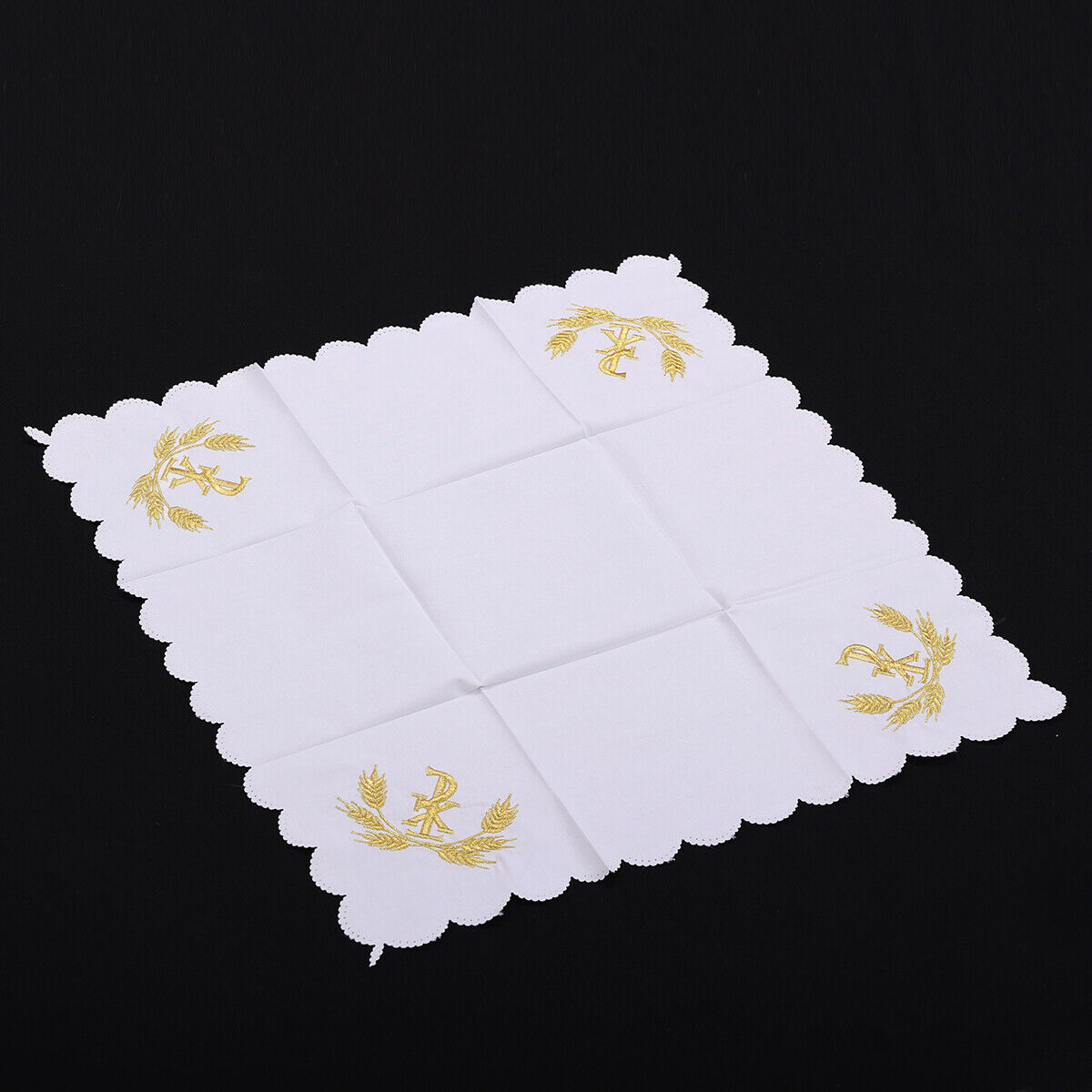 Square Church Pastor Mass Corporal Altar Cover Golden Wheat Pattern Cloth